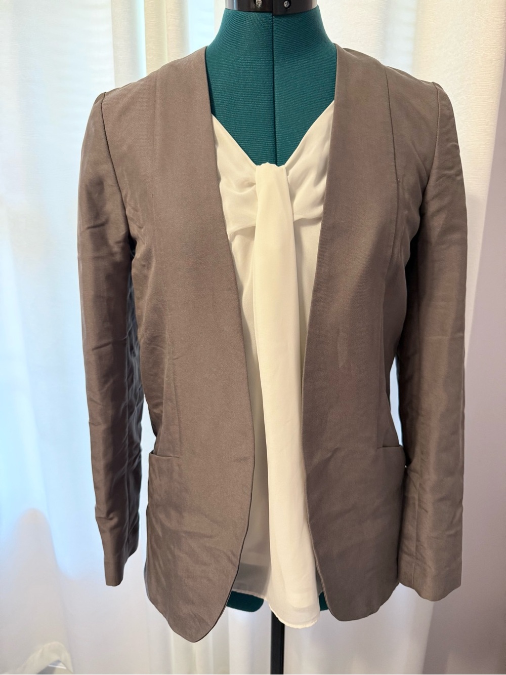 H&M Taupe Open-Front Blazer